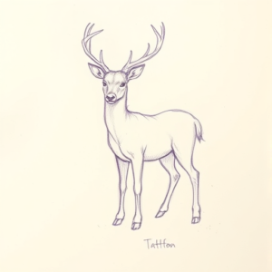 Purple Outline Deer Tattoo