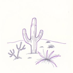 Purple Outline Desert Tattoo