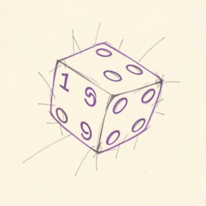 Purple Outline Dice Tattoo