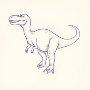 Purple Outline Dinosaur Tattoo