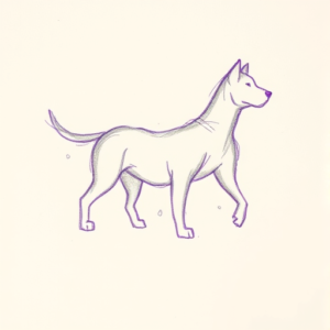 Purple Outline Dog Tattoo