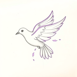 Purple Outline Dove Tattoo