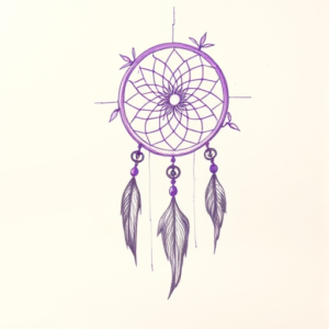 Purple Outline Dreamcatcher Tattoo