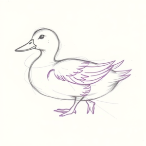 Purple Outline Duck Tattoo