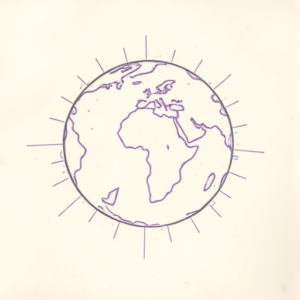 Purple Outline Earth Tattoo