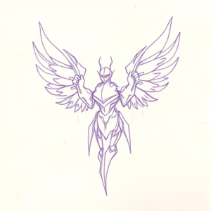 Purple Outline Evangelion Tattoo