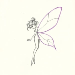 Purple Outline Fairy Tattoo