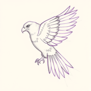 Purple Outline Falcon Tattoo