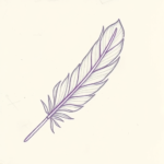 Purple Outline Feather Tattoo
