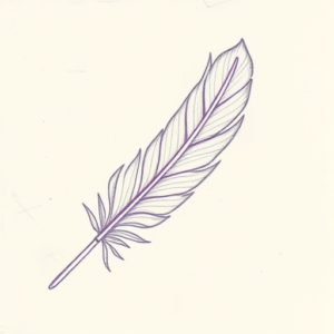 Purple Outline Feather Tattoo