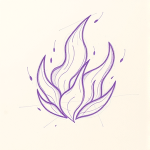 Purple Outline Fire Tattoo