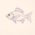 Purple Outline Fish Tattoo