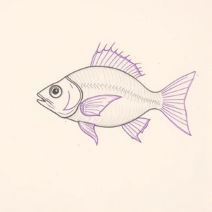 Purple Outline Fish Tattoo
