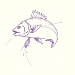 Purple Outline Fishing Tattoo