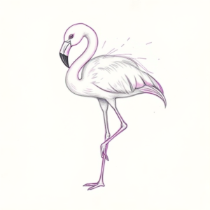 Purple Outline Flamingo Tattoo
