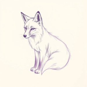 Purple Outline Fox Tattoo