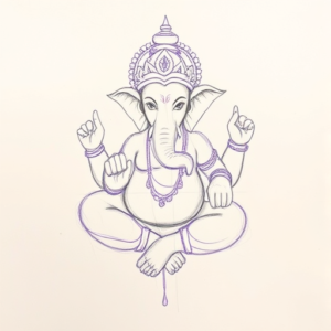 Purple Outline Ganesha Tattoo