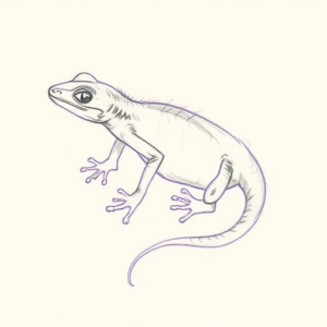 Purple Outline Gecko Tattoo