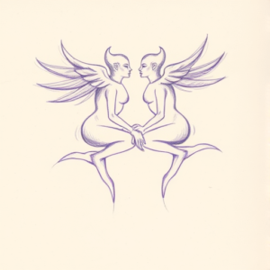 Purple Outline Gemini Tattoo