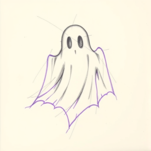 Purple Outline Ghost Tattoo