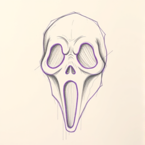 Purple Outline Ghostface Tattoo