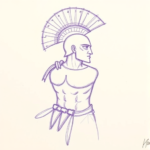 Purple Outline Gladiator Tattoo