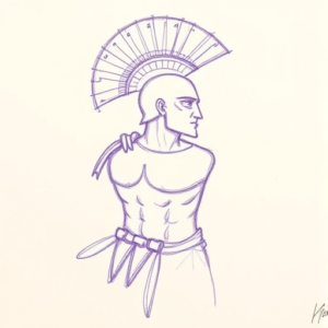 Purple Outline Gladiator Tattoo