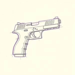 Purple Outline Glock Tattoo