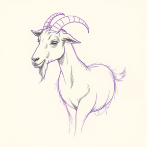 Purple Outline Goat Tattoo