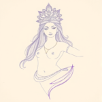 Purple Outline Goddess Tattoo