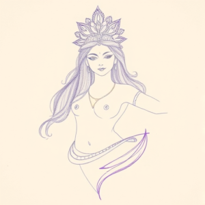 Purple Outline Goddess Tattoo