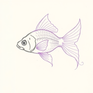 Purple Outline Goldfish Tattoo