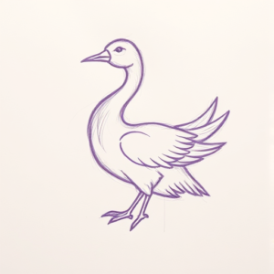 Purple Outline Goose Tattoo