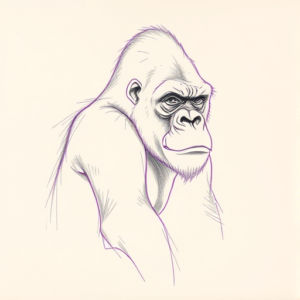 Purple Outline Gorilla Tattoo