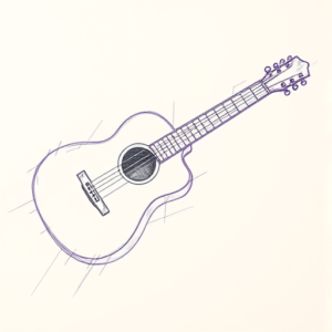 Purple Outline Guitar Tattoo
