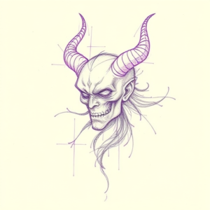 Purple Outline Hades Tattoo