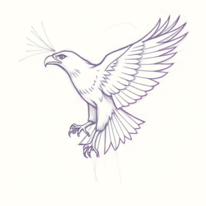 Purple Outline Hawk Tattoo