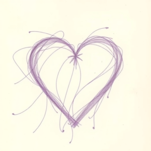 Purple Outline Heart Tattoo
