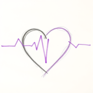 Purple Outline Heartbeat Tattoo