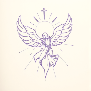 Purple Outline Heaven Tattoo