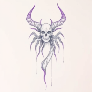Purple Outline Hecate Tattoo
