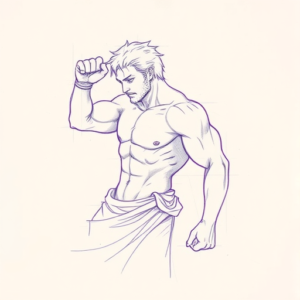 Purple Outline Hercules Tattoo