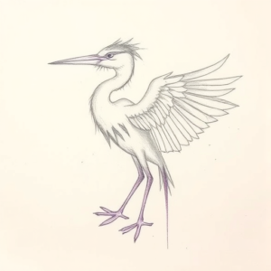 Purple Outline Heron Tattoo