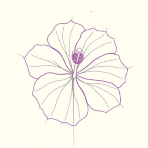 Purple Outline Hibiscus Tattoo