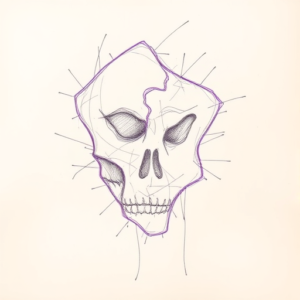 Purple Outline Horror Tattoo