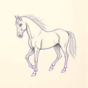Purple Outline Horse Tattoo