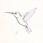Purple Outline Hummingbird Tattoo