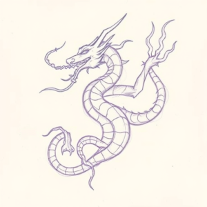 Purple Outline Hydra Tattoo