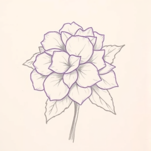 Purple Outline Hydrangea Tattoo