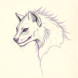 Purple Outline Hyena Tattoo